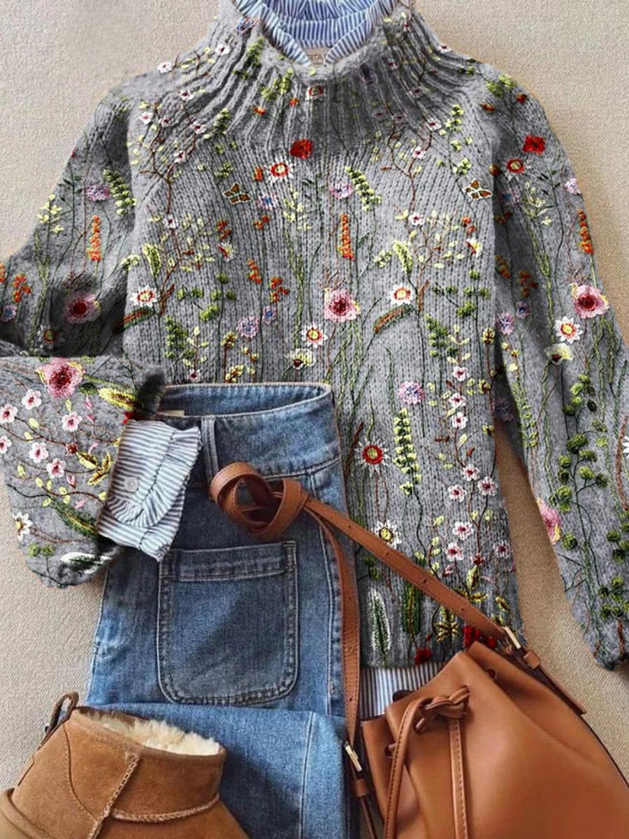 Maurine™ | Vintage floral Knit Jumper