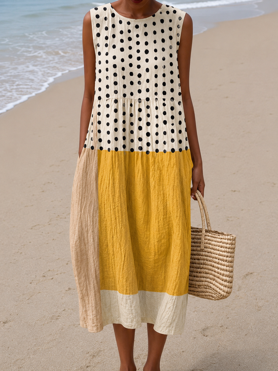 Leah™ Midi Colourblock Polka Dot Dress